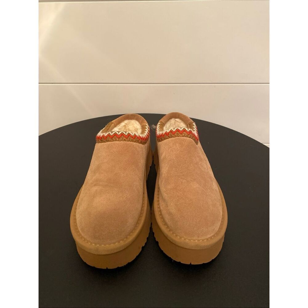 Cushionaire Keto-K Suede Faux Sheepskin Slipper Comfort Shoe Suede Platform Sz 6
